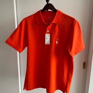 NWT Uniqlo polo pique shirt bright 🍊 orange dry technology premium cotton Large
